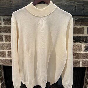 John W. Nordstrom fine Merino Wool Men’s Large ITALY Sweater Mock Beige Pullover
